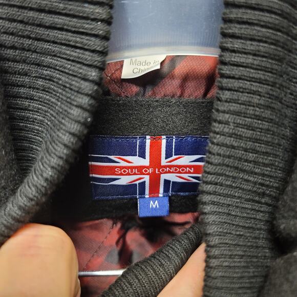 Soul of London Navy Blue Peacoat Medium Mens Pockets LIned Heavy Coat Jacket - Picture 6 of 14